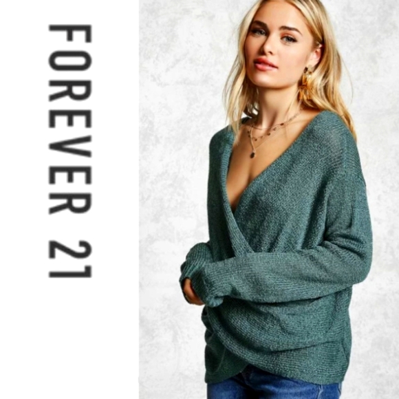 F21 Faux Wrap Sweater - Picture 1 of 7